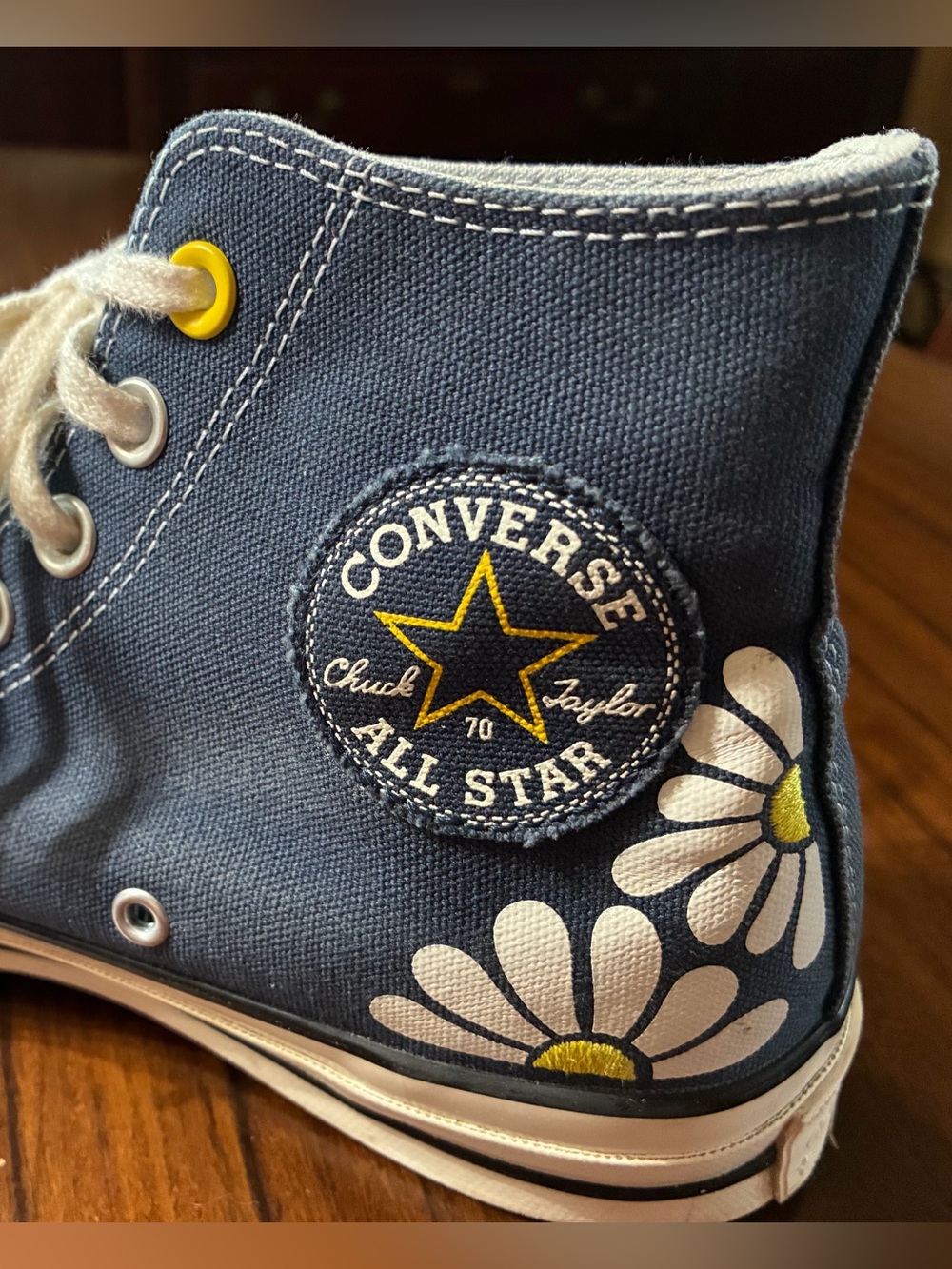 Converse Womens Navy High Top Sneakers with Daisy Accents - Picture 8 of 10